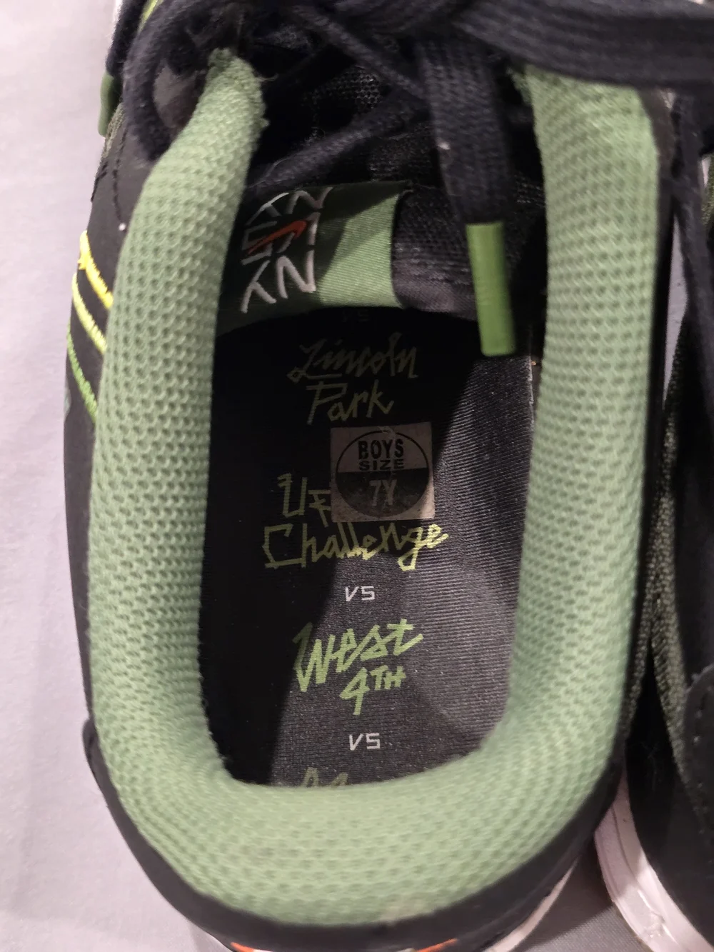 Nike Kids Black Green Neon Yellow Low-Top Sneakers